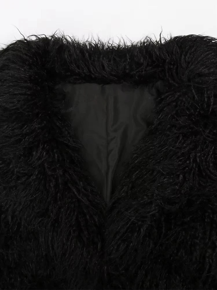 Mauroicardi Winter Long Thick Warm Shaggy Hairy Fluffy Faux Mongolian Fur Coat Women Sashes Elegant Luxury Furry Overcoat 2024