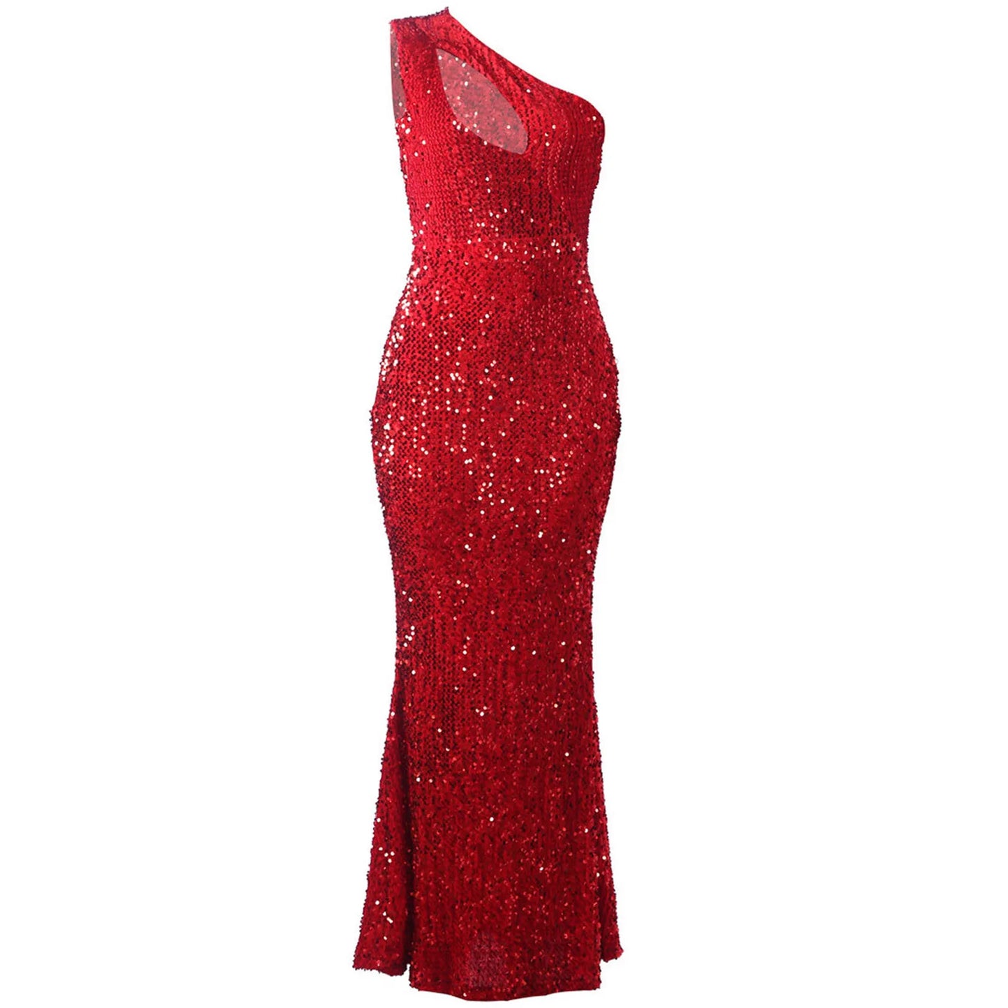 Women's Formal Dresses Elegant Glitter Sparkly Sequin Halterneck Hollow Out Bodycon Red Dress Vintage Maxi  Party Dress Vestidos